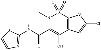 6-Chloro-4-hydroxy-2-methyl-N-(thiazol-2-yl)-2H-thieno[3,2-e]-1,2-thiazine-3-carboxamide 1,1-dioxide 结构式