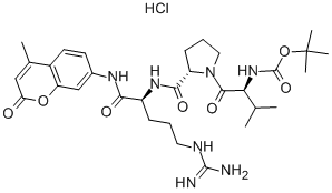叔丁氧羰基-缬氨酰-脯氨酰-精氨酸-7-胺基-4-甲基香豆素盐酸盐 结构式