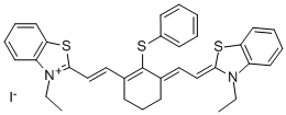 3-ETHYL-2-((E)-2-[3-((E)-2-[3-ETHYL-1,3-BENZOTHIAZOL-2(3H)-YLIDENE]ETHYLIDENE)-2-(PHENYLSULFANYL)-1-CYCLOHEXEN-1-YL]ETHENYL)-1,3-BENZOTHIAZOL-3-IUM IODIDE 结构式