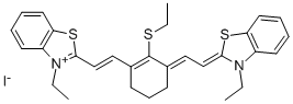 3-ETHYL-2-((E)-2-[3-((E)-2-[3-ETHYL-1,3-BENZOTHIAZOL-2(3H)-YLIDENE]ETHYLIDENE)-2-(ETHYLSULFANYL)-1-CYCLOHEXEN-1-YL]ETHENYL)-1,3-BENZOTHIAZOL-3-IUM IODIDE 结构式