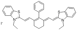 3-ETHYL-2-[(E)-2-(3-((E)-2-[3-ETHYL-1,3-BENZOTHIAZOL-2(3H)-YLIDENE]ETHYLIDENE)-2-PHENYL-1-CYCLOHEXEN-1-YL)ETHENYL]-1,3-BENZOTHIAZOL-3-IUM IODIDE 结构式