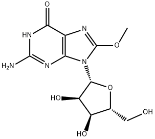 2-氨基-9-((2R,3R,4S,5R)-3,4-二羟基-5-(羟甲基)四氢呋喃-2-基)-8-甲氧基-3,9-二氢-6H-嘌呤-6-酮 结构式