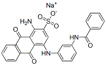 1-Amino-4-[[3-(benzoylamino)phenyl]amino]-9,10-dihydro-9,10-dioxo-2-anthracenesulfonic acid sodium salt 结构式