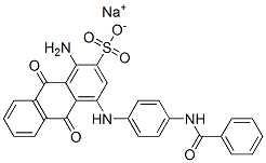 sodium 1-amino-4-[[4-(benzoylamino)phenyl]amino]-9,10-dihydro-9,10-dioxoanthracene-2-sulphonate 结构式