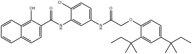 N-[5-[[[2,4-bis(1,1-dimethylpropyl)phenoxy]acetyl]amino]-2-chlorophenyl]-1-hydroxynaphthalene-2-carboxamide 结构式