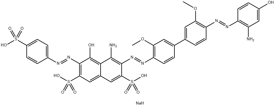 trisodium 4-amino-3-[[4'-[(2-amino-4-hydroxyphenyl)azo]-3,3'-dimethoxy[1,1'-biphenyl]-4-yl]azo]-5-hydroxy-6-[(4-sulphonatophenyl)azo]naphthalene-2,7-disulphonate  结构式