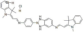 N-[(1,3-dihydro-1,3,3-trimethyl-2H-indol-2-ylidene)ethylidene]-2-[4-[[(1,3-dihydro-1,3,3-trimethyl-2H-indol-2-ylidene)ethylidene]amino]phenyl]-1H-benzotriazole-5-amine dihydrochloride 结构式