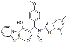 1-(4,6-dimethylbenzothiazol-2-yl)-4-[hydroxy-(8-methyl-1,7-diazabicyclo[4.3.0]nona-2,4,6,8-tetraen-9-yl)methylidene]-5-(4-methoxyphenyl)pyrrolidine-2,3-dione 结构式