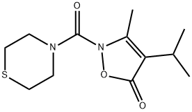 Thiomorpholine,  4-[[3-methyl-4-(1-methylethyl)-5-oxo-2(5H)-isoxazolyl]carbonyl]-  (9CI) 结构式