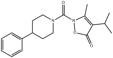 Piperidine,  1-[[3-methyl-4-(1-methylethyl)-5-oxo-2(5H)-isoxazolyl]carbonyl]-4-phenyl-  (9CI) 结构式