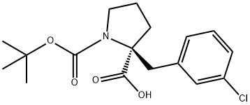 BOC-(S)-ALPHA-(3-CHLOROBENZYL)-PROLINE 结构式