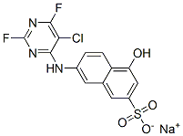 sodium 7-[(5-chloro-2,6-difluoropyrimidin-4-yl)amino]-4-hydroxynaphthalene-2-sulphonate 结构式