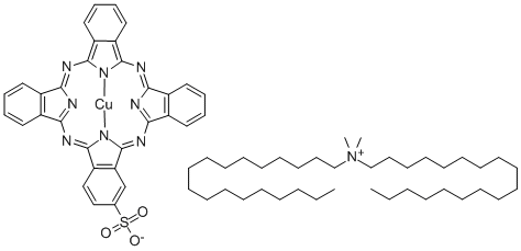 N,N-二甲基-N-十八烷基-1-十八烷铵-(SP-4-2)-[29H,31H-酞菁-2-磺酸基-N29,N30,N31,N32]铜酸盐 结构式