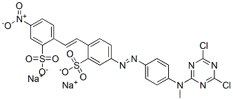 disodium 5-[[4-[(4,6-dichloro-1,3,5-triazin-2-yl)methylamino]phenyl]azo]-2-[2-(4-nitro-2-sulphonatophenyl)vinyl]benzenesulphonate 结构式