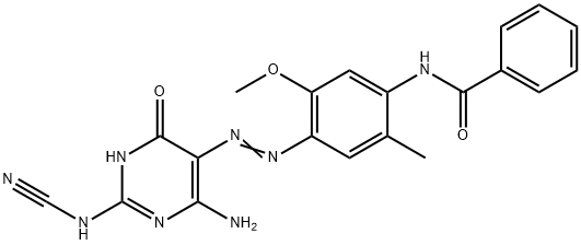 N-[4-[[[4-Amino-2-(cyanoamino)-1,6-dihydro-6-oxopyrimidin]-5-yl]azo]-5-methoxy-2-methylphenyl]benzamide 结构式