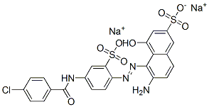 2-Naphthalenesulfonic acid, 6-amino-5-[[4-[(4-chlorobenzoyl) amino]-2-sulfophenyl]azo]-4-hydroxy-, disodium salt 结构式