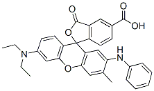 6'-(Diethylamino)-3'-methyl-3-oxo-2'-(phenylamino)spiro[isobenzofuran-1(3H),9'-[9H]xanthene]-5-carboxylic acid 结构式