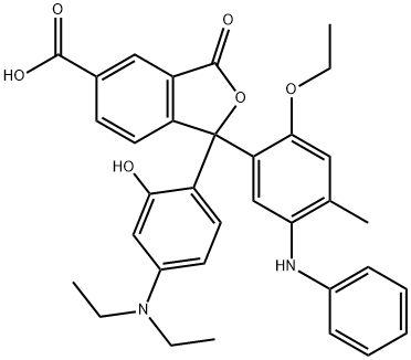 1-[4-(Diethylamino)-2-hydroxyphenyl]-1-[2-ethoxy-4-methyl-5-(phenylamino)phenyl]-1,3-dihydro-3-oxo-5-isobenzofurancarboxylic acid 结构式