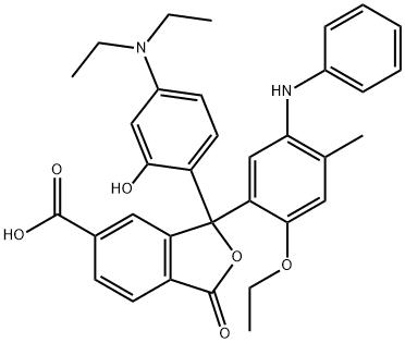 3-[4-(Diethylamino)-2-hydroxyphenyl]-3-[2-ethoxy-4-methyl-5-(phenylamino)phenyl]-1,3-dihydro-1-oxo-5-isobenzofurancarboxylic acid 结构式