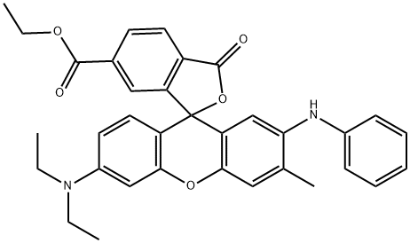 6'-(Diethylamino)-3'-methyl-3-oxo-2'-(phenylamino)spiro[isobenzofuran-1(3H),9'-[9H]xanthene]-6-carboxylic acid ethyl ester 结构式