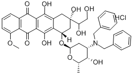 5,12-Naphthacenedione, 7,8,9,10-tetrahydro-8-(1,2-dihydroxyethyl)-1-me thoxy-10-((2,3,6-trideoxy-3-((phenylmethyl)amino)-alpha-L-lyxo-hexopyr anosyl)oxy)-6,8,11-trihydroxy-, hydrochloride, (8S-cis)- 结构式