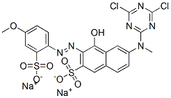 disodium 6-[(4,6-dichloro-1,3,5-triazin-2-yl)methylamino]-4-hydroxy-3-[(4-methoxy-2-sulphonatophenyl)azo]naphthalene-2-sulphonate 结构式