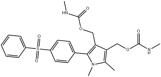 1H-Pyrrole-3,4-dimethanol, 1, 2-dimethyl-5-[4- (phenylsulfonyl)phenyl] -, bis(methylcarbamate) (ester) 结构式