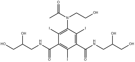 N,N'-二(2,3-二羟基丙基)-5-(乙酰-(2-羟基乙基)氨基)-2,4,6-三碘-苯-1,3-二甲酰胺 结构式