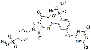 4-[[5-[(4,6-二氯-1,3,5-三嗪基-2基)氨基]-2-磺苯基]偶氮]-4,5-二氢-5-氧代-1-(4-磺苯基)-1H-吡唑-3-羧酸三钠 结构式