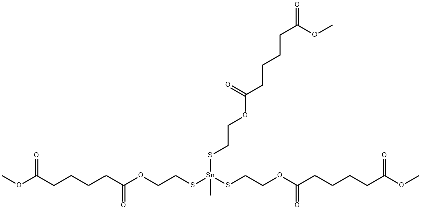 dimethyl 11-[[2-[(6-methoxy-1,6-dioxohexyl)oxy]ethyl]thio]-11-methyl-6,16-dioxo-7,15-dioxa-10,12-dithia-11-stannahenicosanedioate 结构式