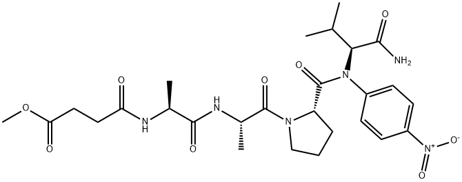 N-甲氧基琥珀酰-丙酰氨-丙酰氨-脯酰氨-缬氨酸对硝基酰苯胺 结构式