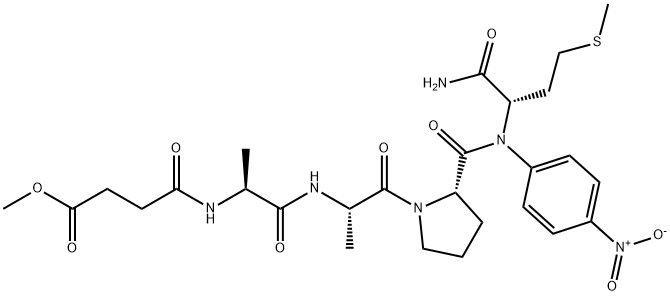 N-甲氧基琥珀酰-丙酰氨-丙酰氨-脯酰氨-蛋氨酸对硝基酰苯胺 结构式