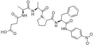 N-琥珀酰-丙酰氨-丙酰氨-脯酰氨-苯丙氨酸对硝基酰苯胺 结构式