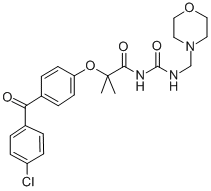 Urea, 1-(2-(p-(p-chlorobenzoyl)phenoxy)-2-methylpropionyl)-3-(morpholi nomethyl)- 结构式