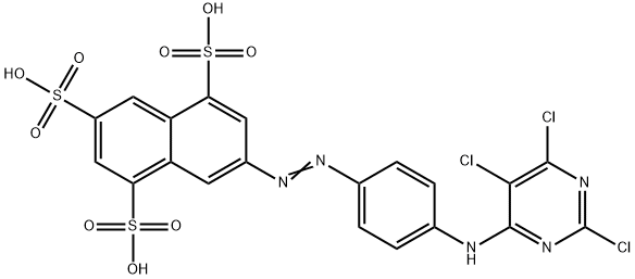 7-[[4-[(2,5,6-Trichloro-4-pyrimidinyl)amino]phenyl]azo]-1,3,5-naphthalenetrisulfonic acid 结构式