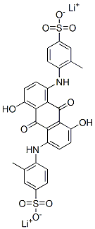 dilithium 6,6'-[(9,10-dihydro-4,8-dihydroxy-9,10-dioxo-1,5-anthrylene)diimino]bis[toluene-3-sulphonate]  结构式