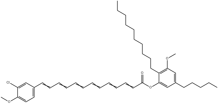 13-(3-Chloro-4-methoxyphenyl)-2,4,6,8,10,12-tridecahexaenoic acid 2-decyl-3-methoxy-5-pentylphenyl ester 结构式