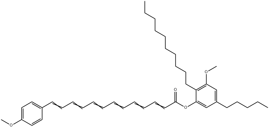 13-(4-Methoxyphenyl)-2,4,6,8,10,12-tridecahexaenoic acid 2-decyl-3-methoxy-5-pentylphenyl ester 结构式