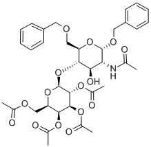 2-乙酰氨基-4-O-(2,3,4,6-四-O-乙酰-Β-D-吡喃半乳糖基)-1,6-二-O-苄基-2-脱氧-Α-D-吡喃葡糖苷 结构式