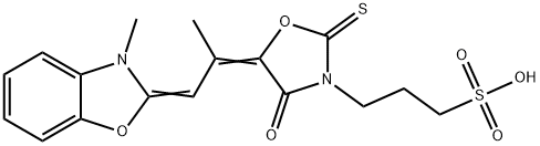 5-[1-Methyl-2-(3-methyl-3H-benzoxazol-2-ylidene)ethylidene]-4-oxo-2-thioxo-3-oxazolidine-1-propanesulfonic acid 结构式