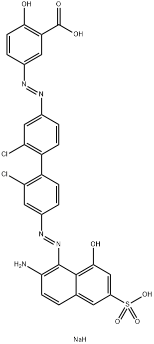 5-[[4'-[(2-氨基-8-羟基-6-磺基-1-萘基)偶氮]-2,2'-二氯(1,1'-二苯基)-4-基]偶氮]-2-羟基苯甲酸二钠盐 结构式