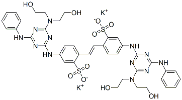 2,2'-(1,2-亚乙基)双[5-[4-[双(2-羟乙基)氨基]-6-(苯氨基)-1,3,5-三嗪-2-基]氨基]苯磺酸二钾盐 结构式