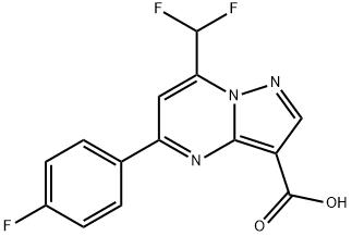 7-(二氟甲基)-5-(4-氟苯基)-3-吡唑[1,5-A]嘧啶羧酸 结构式