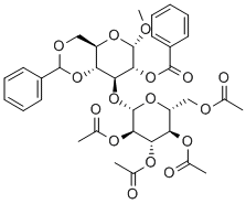 Methyl3-O-(2,3,4,6-tetra-O-acetyl-b-D-glucopyranosyl)-4,6-O-benzylidene-2-O-benzoyl-a-D-glucopyranoside 结构式