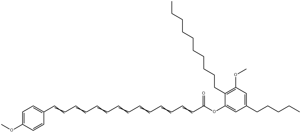 15-(4-Methoxyphenyl)-2,4,6,8,10,12,14-pentadecaheptaenoic acid 2-decyl-3-methoxy-5-pentylphenyl ester 结构式