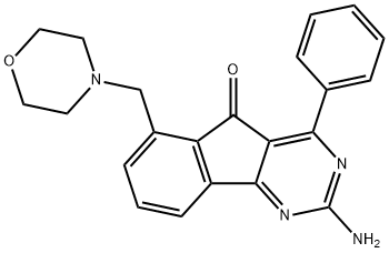 2-氨基-6-(吗啡啉亚甲基)-4-苯基-5H-茚并[1,2-D]嘧啶-5-酮 结构式