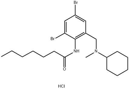 Heptanamide, N-(2,4-dibromo-6-((cyclohexylmethylamino)methyl)phenyl)-,  monohydrochloride 结构式