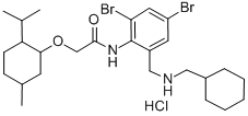 Acetamide, N-(2,4-dibromo-6-((cyclohexylmethylamino)methyl)phenyl)-2-( (5-methyl-2-(1-methylethyl)cyclohexyl)oxy)-, monohydrochloride 结构式