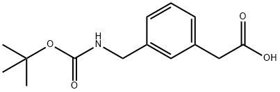 N-叔丁氧羰基-(3-氨基甲基苯基)乙酸 结构式