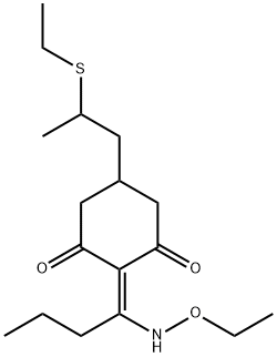 2-[1-(乙氧基亚氨基)丁基]-5-[2-(乙硫基)丙基]-3-羟基环己-2-烯酮 结构式